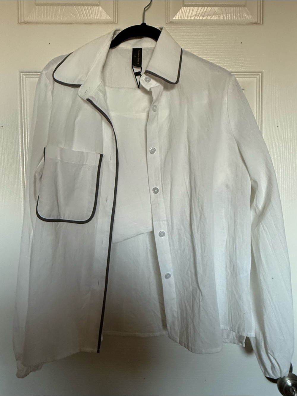 Commense Cotton & Linen Contrast Trim Two Piece Shorts Set - Picture 5 of 5